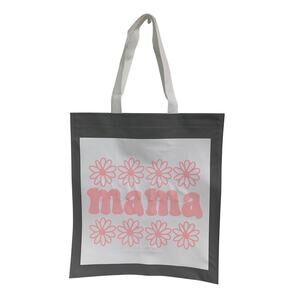 New Upcycled Hand Printed Mama Mommy Floral Flowers Shopper Tote Bag